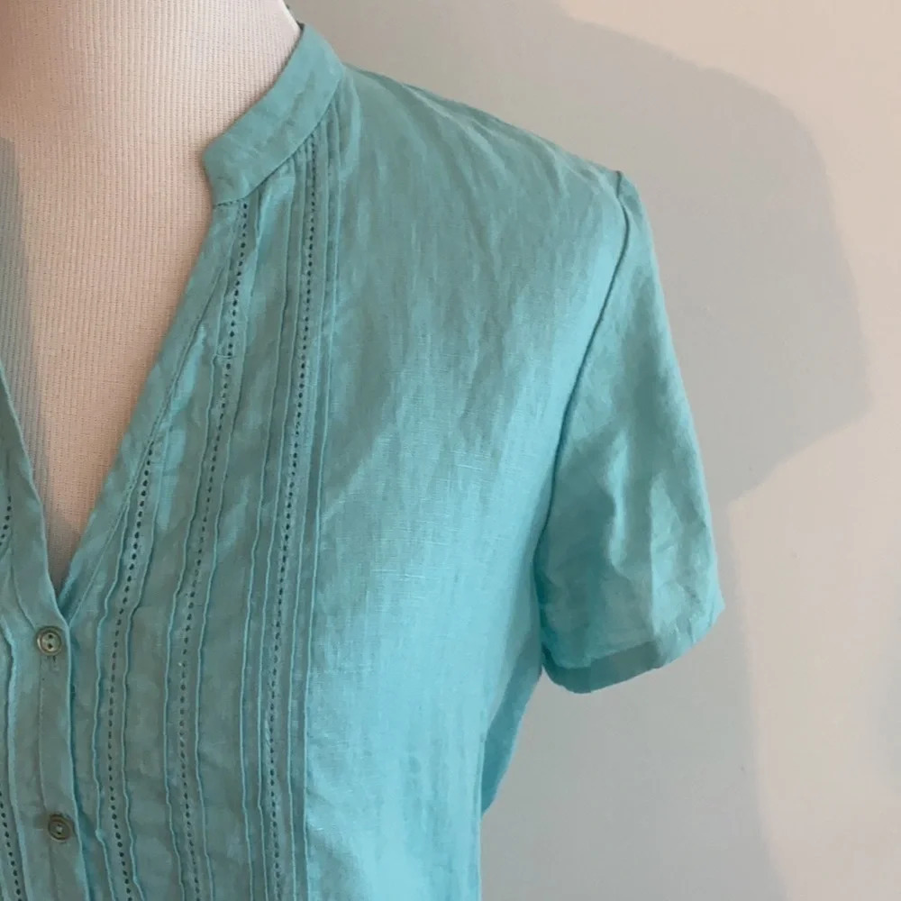 •Eileen Fisher•Irish Linen Pin tuck Blouse, EUC❤️ - Picture 2 of 8